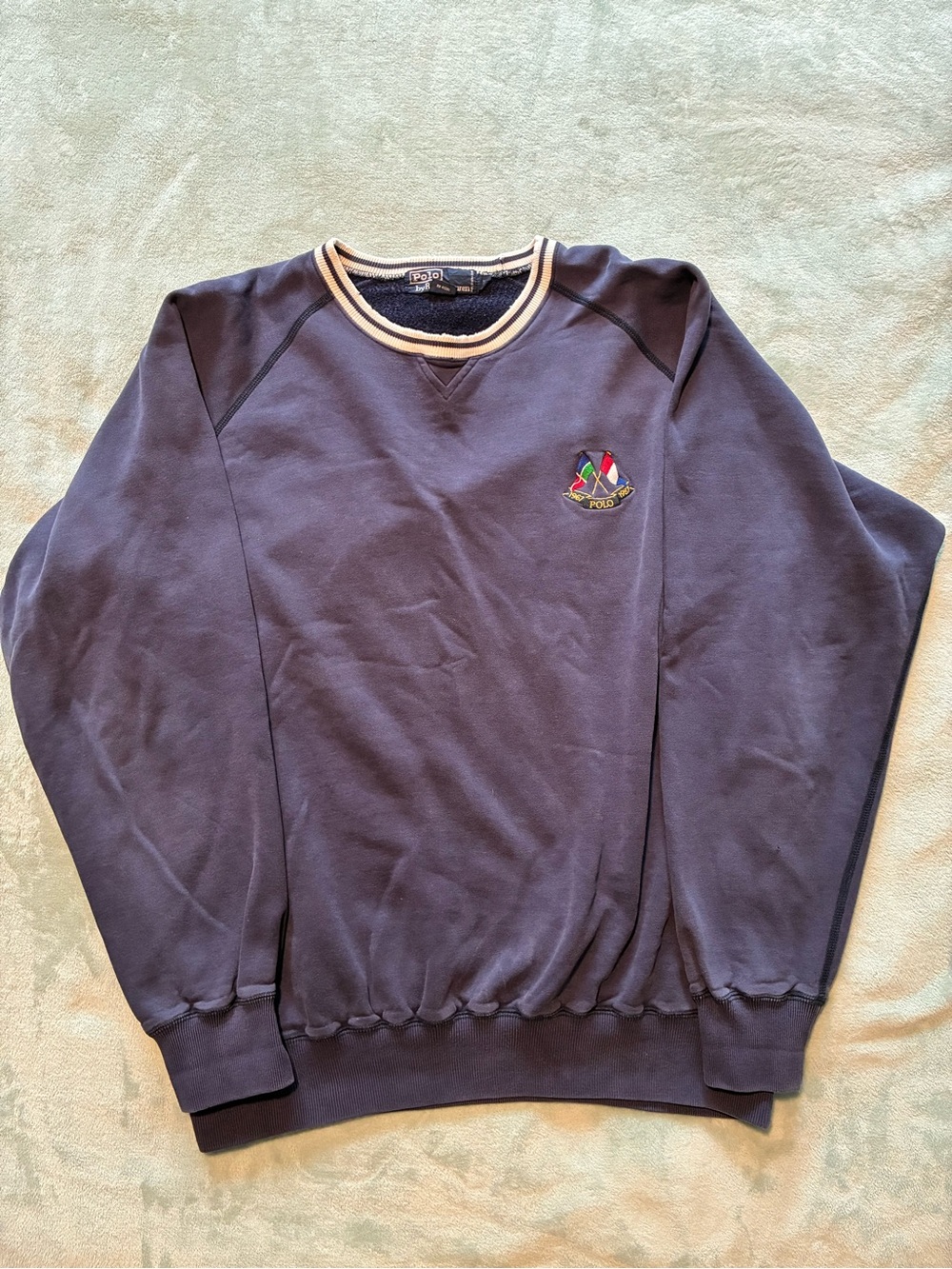 Polo by Ralph Lauren Navy Crewneck Sweatshirt with Multi-Color Crest